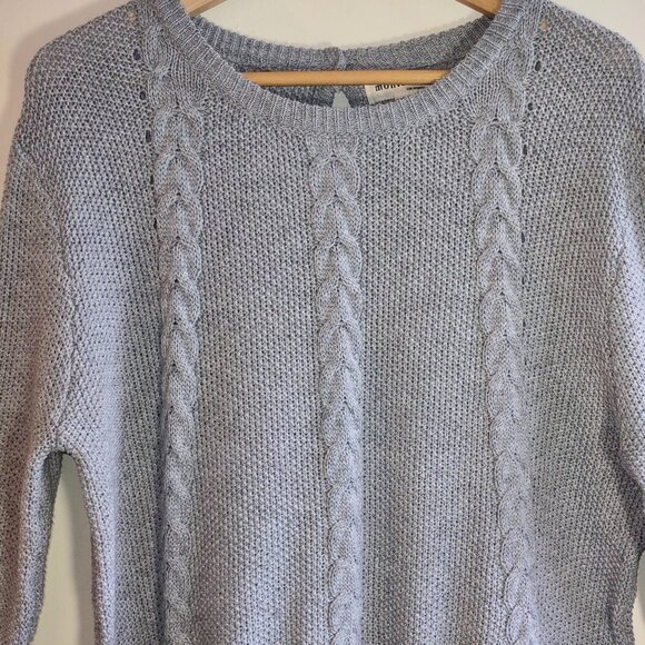 Monteau Soft Gray Sweater w/ Boho Lace Layer Women's XL Urban Street Trend - Picture 7 of 9